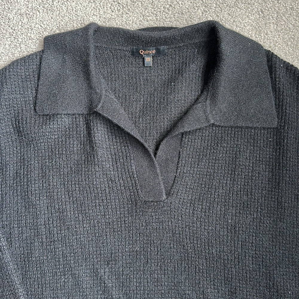 Quince Baby Alpaca-Wool Waffle Stitch Polo
Sweater in Black Size XS - Picture 6 of 7